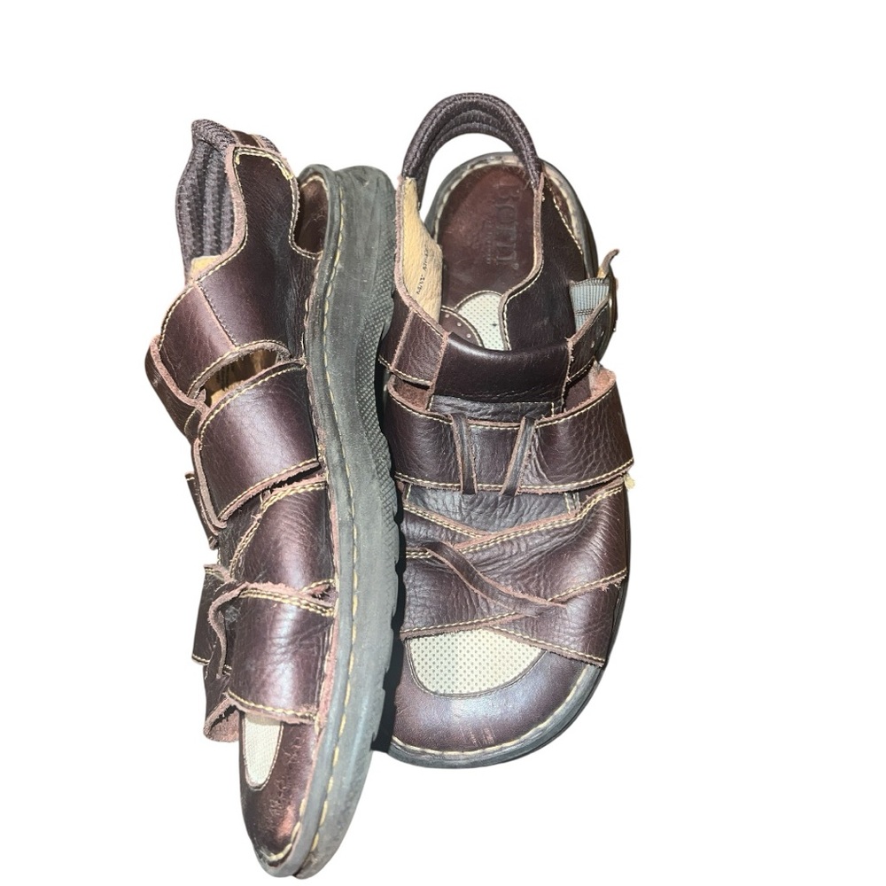 Born Brown Leather Mens Sandals SZ 11 - Picture 2 of 3